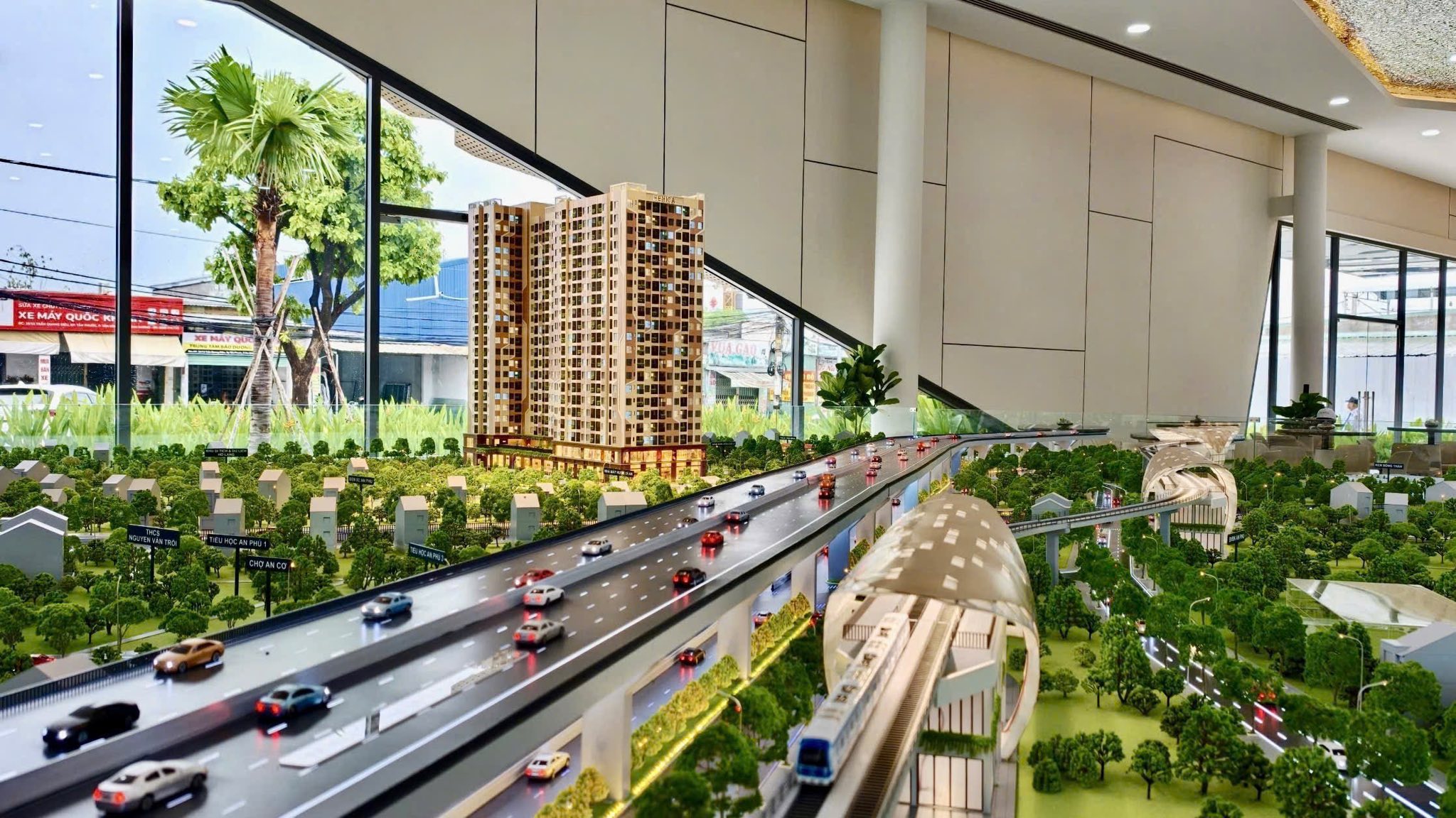 Phối cảnh tổng thể dự án căn hộ Fenica bên tuyến cao tốc trên cao và nhà ga Metro số 1, khu Đông Bắc TP.HCM